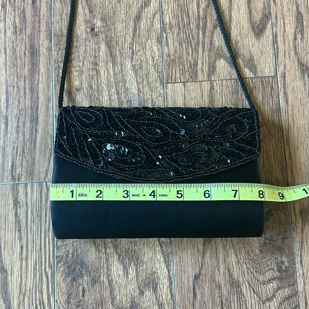 Vintage hard case sequin beaded purse crossbody shoulder bag small swinger 40s - Picture 9 of 10